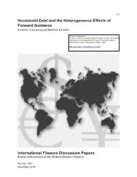 Household Debt and the Heterogeneous Effects of Forward Guidance Ferrante, Francesco and Matthias Paustian