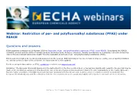 Restriction of Per- and Polyfluoroalkyl Substances (PFAS) Under REACH