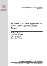 An Interactive Online Application for Active Learning Using Escape Rooms
