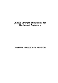 CE8395 Strength of Materials for Mechanical Engineers