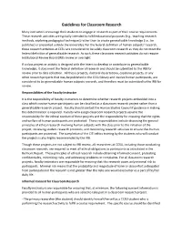 Guidelines for Classroom Research