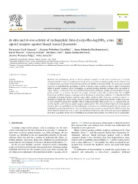 In Vitro and in Vivo Activity of Cyclopeptide Dmt-C[D-Lys-Phe-Asp]NH2,Amu T Opioid Receptor Agonist Biased Toward Β-Arrestin