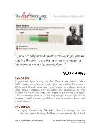 Mark Rothko Moved Through Many Artistic Styles Until Reaching His Signature 1950S Motif of Soft, Rectangular Forms Floating on a Stained Field of Color