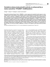 Oxidative Stress-Induced P53 Activity Is Enhanced by a Redox-Sensitive TP53INP1 Sumoylation