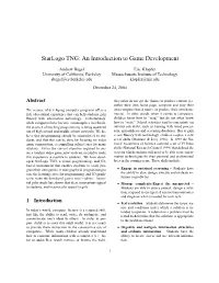 Starlogo TNG: an Introduction to Game Development