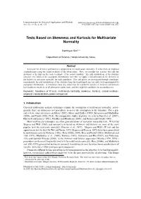 Tests Based on Skewness and Kurtosis for Multivariate Normality