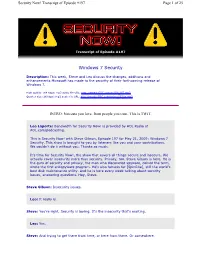 Windows 7 Security