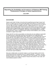 Expanding the Availability and Acceptance of Voluntary HIV Testing: Fundamental Principles to Guide Implementation