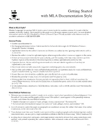 Getting Started with MLA Documentation Style