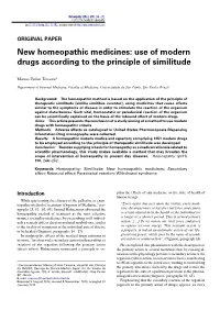 New Homeopathic Medicines: Use of Modern Drugs According to the Principle of Similitude