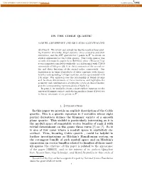 ON the COBLE QUARTIC 1. Introduction in This Paper We