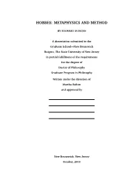 Hobbes: Metaphysics and Method