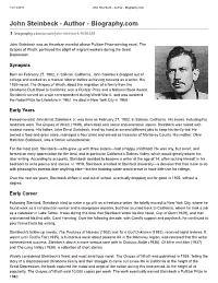 John Steinbeck - Author - Biography.Com