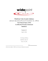 NFI) Certification Practices Statement Summary