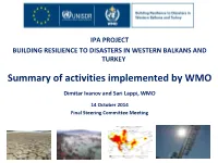 Summary of Activities Implemented by WMO