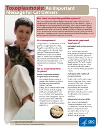 Toxoplasmosis: an Important Message for Cat Owners