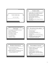 Analytic Studies Number of Observations Directionality Of