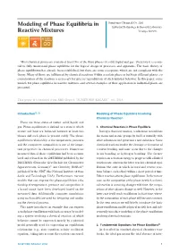 Modeling of Phase Equilibria in Reactive Mixtures