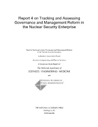 Report 4 on Tracking and Assessing Governance and Management Reform in the Nuclear Security Enterprise