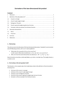 Derivation of the Two-Dimensional Dot Product