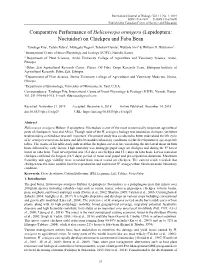 Comparative Performance of Helicoverpa Armigera (Lepidoptera: Noctuidae) on Chickpea and Faba Bean