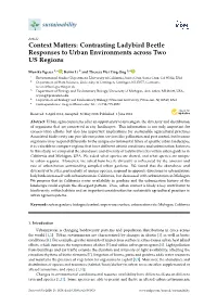 Contrasting Ladybird Beetle Responses to Urban Environments Across Two US Regions