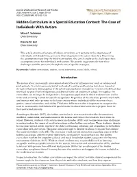 Hidden Curriculum in a Special Education Context: the Case of Individuals with Autism