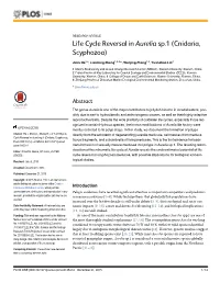 Life Cycle Reversal in Aurelia Sp.1 (Cnidaria, Scyphozoa)