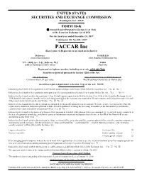 PACCAR Inc (Exact Name of Registrant As Specified in Its Charter)