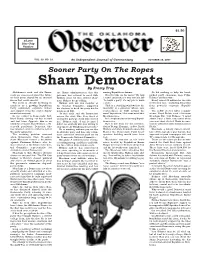 Sham Democrats by Frosty Troy Oklahoma’S Rank and File Demo- the Henry Administration That the Wooing Republican Donors