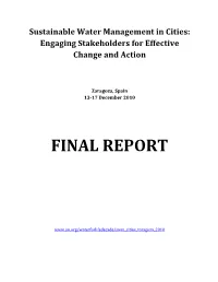 Sustainable Water Management in Cities: Engaging Stakeholders for Effective Change and Action. Final Report
