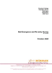 Bat Emergence and Re-Entry Survey October 2020