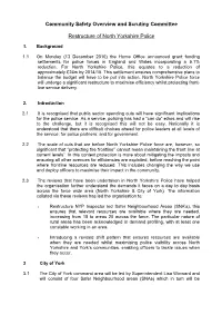 Community Safety Overview and Scrutiny Committee Restructure Of