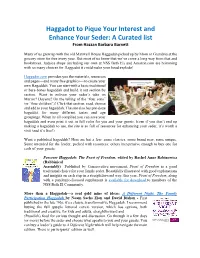 Haggadot to Pique Your Interest and Enhance Your Seder: a Curated List from Hazzan Barbara Barnett
