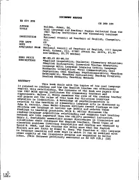 Oral Language and Reading: Papers Collected from the 1967 Spring Institutes on the Elementary Language Arts