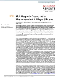 Rich Magnetic Quantization Phenomena in AA Bilayer Silicene