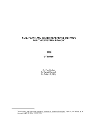 Soil, Plant and Water Reference Methods for the Western Region1