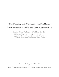 Bin Packing and Cutting Stock Problems: Mathematical Models and Exact Algorithms