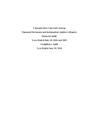 Colorado State University System Financial Statements And