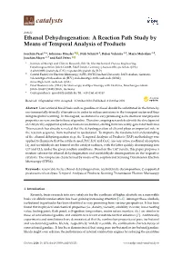 Ethanol Dehydrogenation: a Reaction Path Study by Means of Temporal Analysis of Products