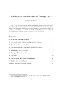 Problems on Low-Dimensional Topology, 2012