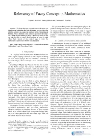 Relevancy of Fuzzy Concept in Mathematics