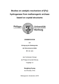 Studies on Catalytic Mechanism of [Fe]- Hydrogenase from Methanogenic Archaea Based on Crystal Structures
