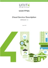 Unit4 FP&A Cloud Service Description
