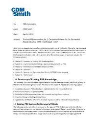 1.0 Summary of Existing PRB Knowledge