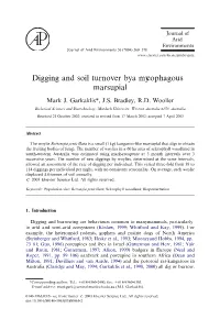 Digging and Soil Turnover by a Mycophagous Marsupial
