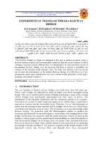 Experimental Testes of Imbaba Railway Bridge