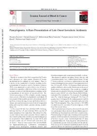 Pancytopenia: a Rare Presentation of Late Onset Isovaleric Acidemia