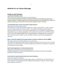 Websites for Our Library Web Page Archives and Libraries