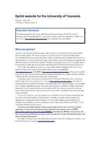 Eprint Server for the University of Tasmania